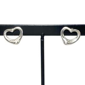 Tiffany & Co. Elsa Peretti Open Heart Stud Earrings, 1.6g, SV925 with 14K Sil...